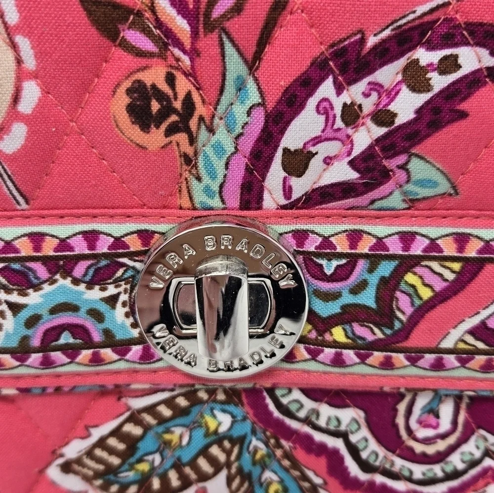 VERA BRADLEY CALL ME CORAL TURN LOCK HANDBAG CROSSBODY TOP HANDLE PURSE WOMEN